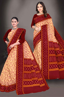 Tareni Printed Sambalpuri Pure Cotton Saree(Multicolor)