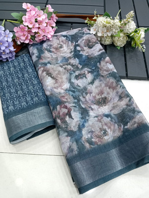 Gajal Self Design Kanjivaram Linen, Cotton Linen Saree(Multicolor)