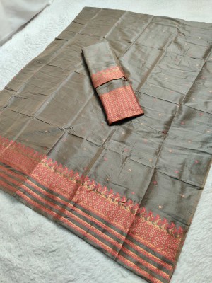 Skiran's Woven Mekhela Chador Tussar Silk Saree(Grey)