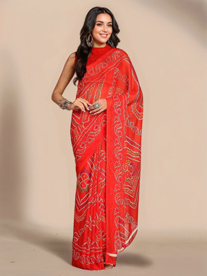 sagarika Printed Daily Wear Georgette Saree(Red)