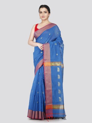 PinkLoom Woven Handloom Cotton Silk Saree(Blue)