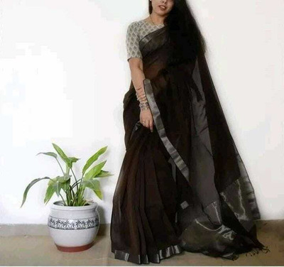 BRYNBRIT Self Design Daily Wear Cotton Silk Saree(Multicolor)