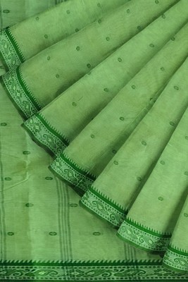 Ganesh plastic and industry Woven Tant Pure Cotton Saree(Green)