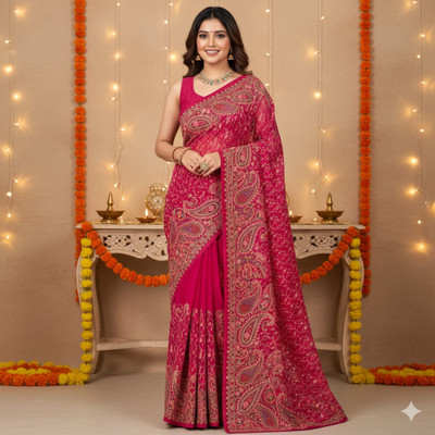 Triptee Embellished Bollywood Art Silk Saree(Red)