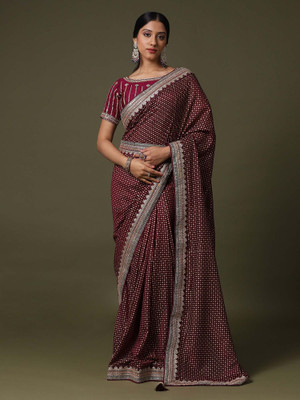 Sareemall Printed Bollywood Silk Blend Saree(Maroon)