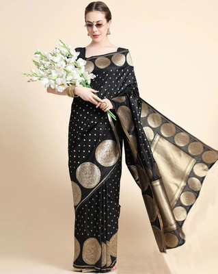 Amrut Collection Self Design Kanjivaram Art Silk Saree(Black)