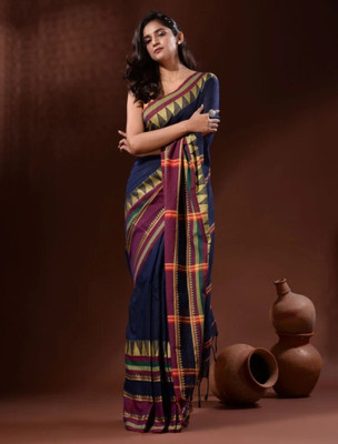 ADbutiq Self Design Bollywood Cotton Blend Saree(Black)
