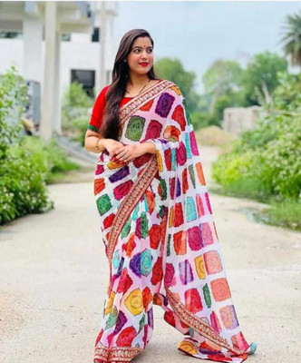 Damru trendz Printed Daily Wear Georgette Saree(Multicolor)