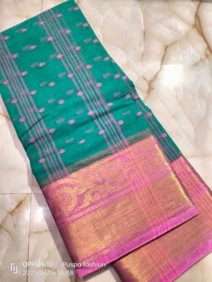 p fashion Self Design Tant Pure Cotton Saree(Light Green)