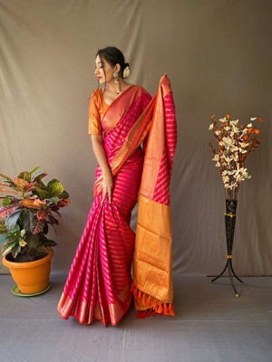 SGF11 Self Design Handloom Pure Silk Saree(Pink)