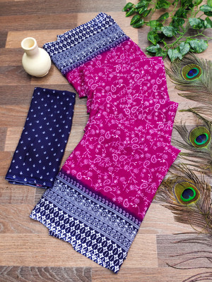 Anand Sarees Floral Print Daily Wear Georgette Saree(Pink, Purple, Dark Blue)