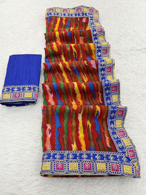 Pemal Designer Printed Bollywood Georgette Saree(Multicolor)