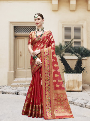 Divastri Printed Bollywood Chiffon Saree(Red)