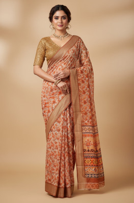 KalaKatha Digital Print Bollywood Cotton Silk Saree(Pink)