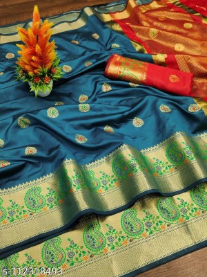 PRISHAA Woven Banarasi Jacquard Saree(Multicolor)