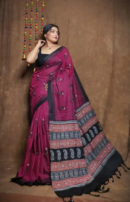 HouseOfCommon Printed Sambalpuri Pure Cotton Saree(Multicolor)