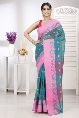 GitAsit Self Design Tant Pure Cotton Saree(Multicolor)