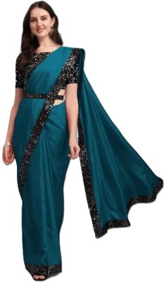 Treshpino Enterprise Embellished Bollywood Silk Blend Saree(Light Blue)