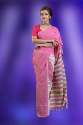 Arup Textile Striped Daily Wear Cotton Silk Saree(Multicolor)