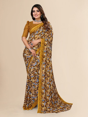 kashvi sarees Paisley, Geometric Print Daily Wear Georgette Saree(Beige)