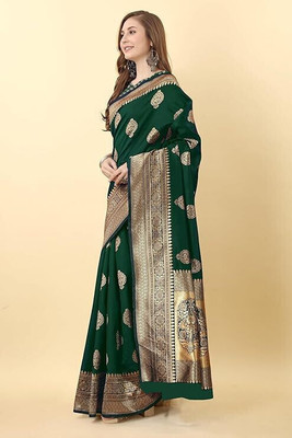 Achintyah Self Design Bollywood Jacquard Saree(Green)