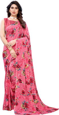 shiv textiles Printed Bollywood Georgette Saree(Pink)