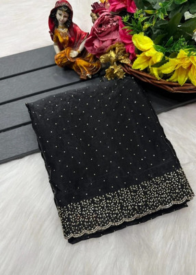 Zeekha Embellished Daily Wear Jimmy choo Saree(Black)