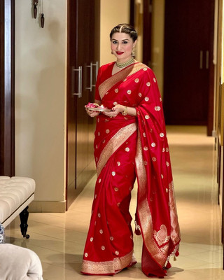 srcreation Woven, Self Design Banarasi Art Silk Saree(Red)