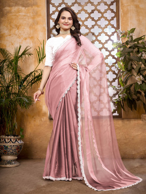 Bansidhar Fabrics Solid/Plain Daily Wear Chiffon Saree(Pink)