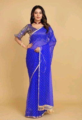 EGRETAIL FAB Polka Print Daily Wear Chiffon Saree(Blue)
