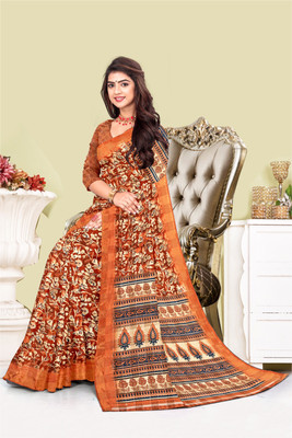 nirmal creation Printed Daily Wear Linen Saree(Multicolor)