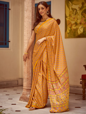 Sareemall Printed Daily Wear Crepe Saree(Mustard)