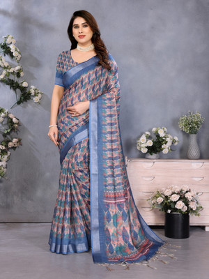 Millstar Self Design, Digital Print Bollywood Cotton Linen, Art Silk Saree(Multicolor)
