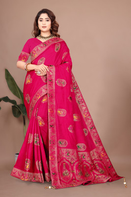 SuratSareeMall Woven, Self Design Banarasi Viscose Rayon Saree(Pink)