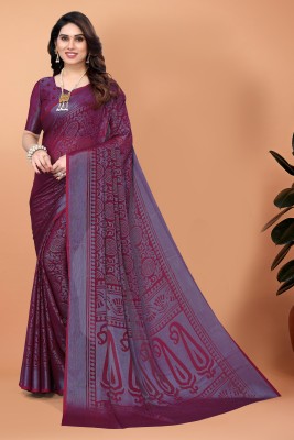 Divastri Printed Bollywood Chiffon, Brasso Saree(Magenta)