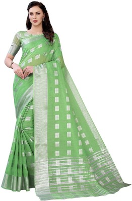 Moltira Woven Bollywood Cotton Blend Saree(Green)