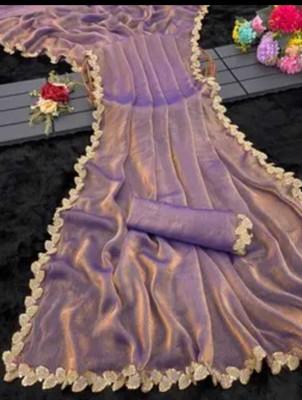 RIYA ENTERPRISE Solid/Plain Bollywood Chiffon Saree(Purple)