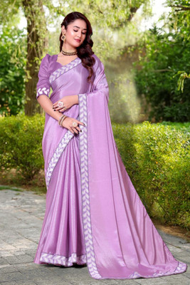 LAVYANSH CREATION Embroidered, Woven, Solid/Plain Bollywood Georgette Saree(Pink)