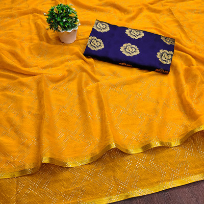 DIVYASHAKTI FASHION Embellished Bhagalpuri Chiffon Saree(Gold)