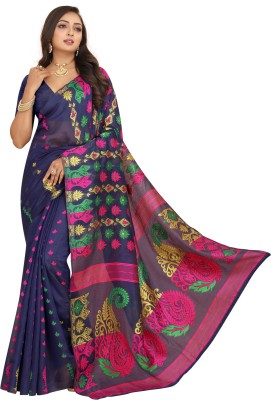FENAL Woven, Self Design Kanjivaram Jacquard, Cotton Silk Saree(Black, Pink)