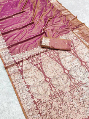 KALKEE FASHION Woven Banarasi Jacquard, Pure Silk Saree(Purple)