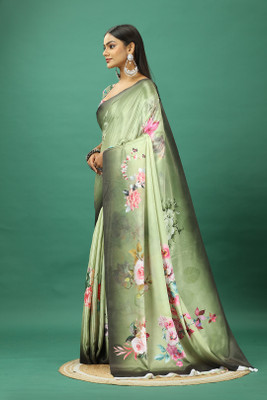 nirmal creation Self Design Bollywood Crepe Saree(Light Green)