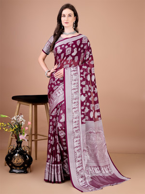 Divastri Woven Kanjivaram Silk Blend Saree(Purple)