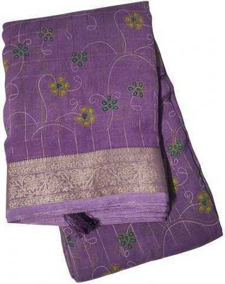 Indian Traditional Fashions Printed Assam Silk Silk Blend Saree(Purple)