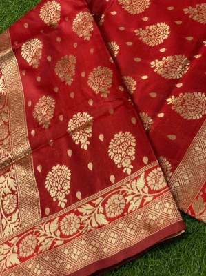 SHRIMAY Embroidered Banarasi Pure Silk Saree(Red)