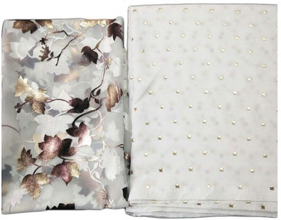 Egretail Floral Print Daily Wear Chiffon Saree(White)