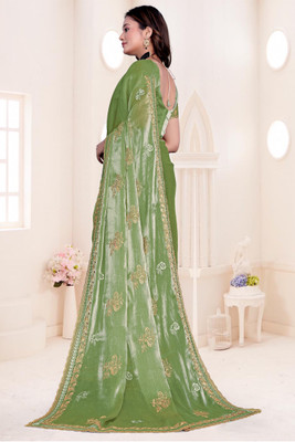 ZOYAL ENTERPRISE Embroidered Bollywood Silk Blend Saree(Light Green)