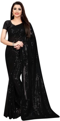 PRISHA SAREES Embellished Bollywood Georgette Saree(Black)