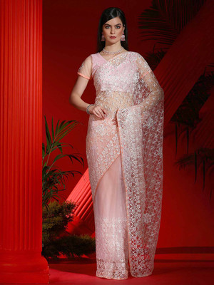 Divastri Embellished Bollywood Georgette Saree(Pink)