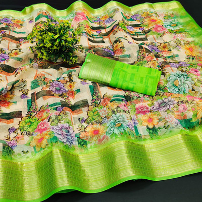 Divastri Digital Print, Printed Bollywood Organza Saree(Multicolor)